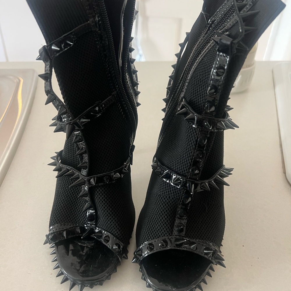 Jeffrey Campbell Black Spiked Heeled Booties